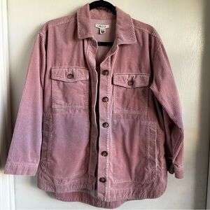 Madewell Mauve 6-Button Corduroy Shacket w Four Pockets & Adj Cuffs Sz S